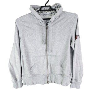 Womens Gap Gray Tattoo Sparrow Full Zip Hoodie Long Sleeve Cotton Blend Size XL